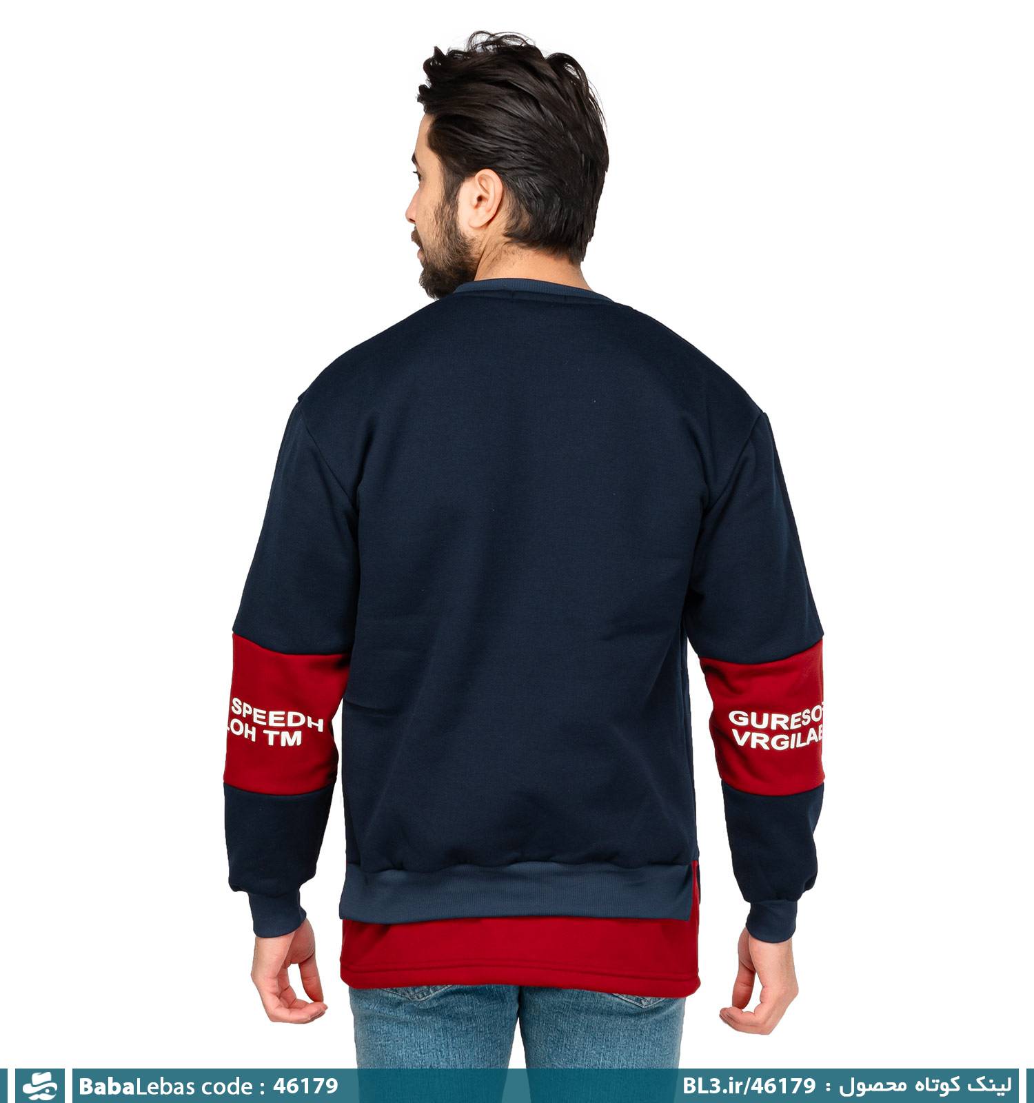 بلوز مردانه دورس یقه گرد سرمه ای مدل 46179 - تصویر 2