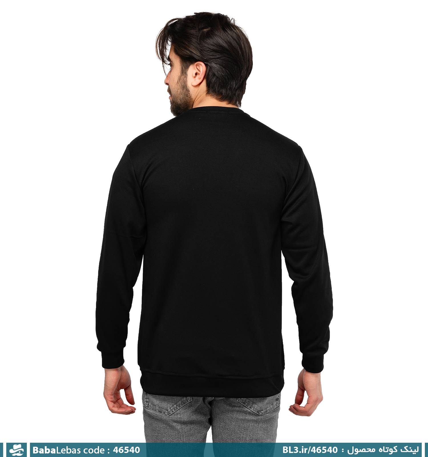بلوز دورس مردانه یقه گرد مشکی مدل 46540 - تصویر 2