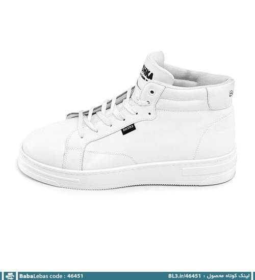 کفش ساقدار چرم مصنوعی مردانه سفید بند دار مدل 46451 - تصویر 4