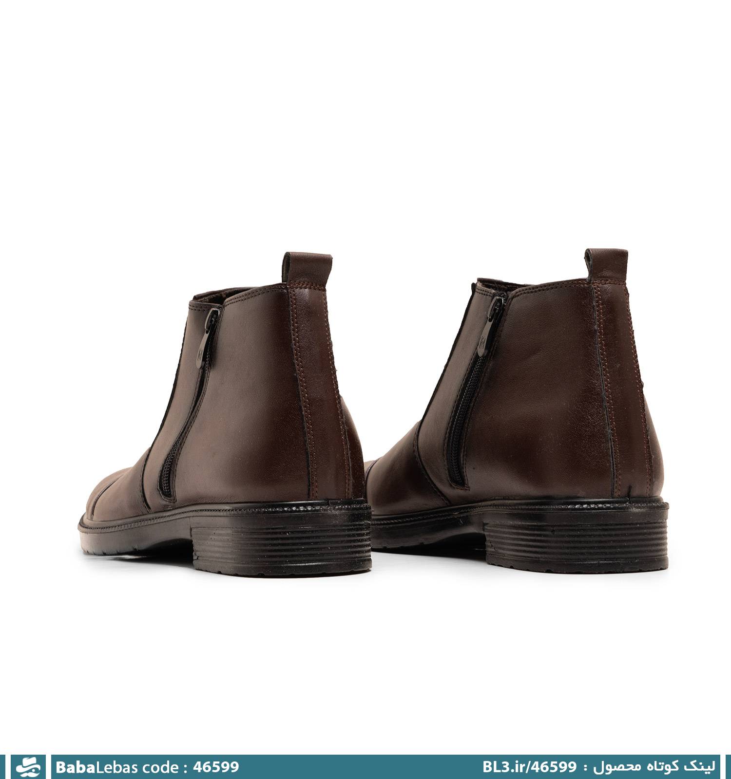 نیم بوت چرم مصنوعی مردانه زیپ دار مدل 46599 - تصویر 3