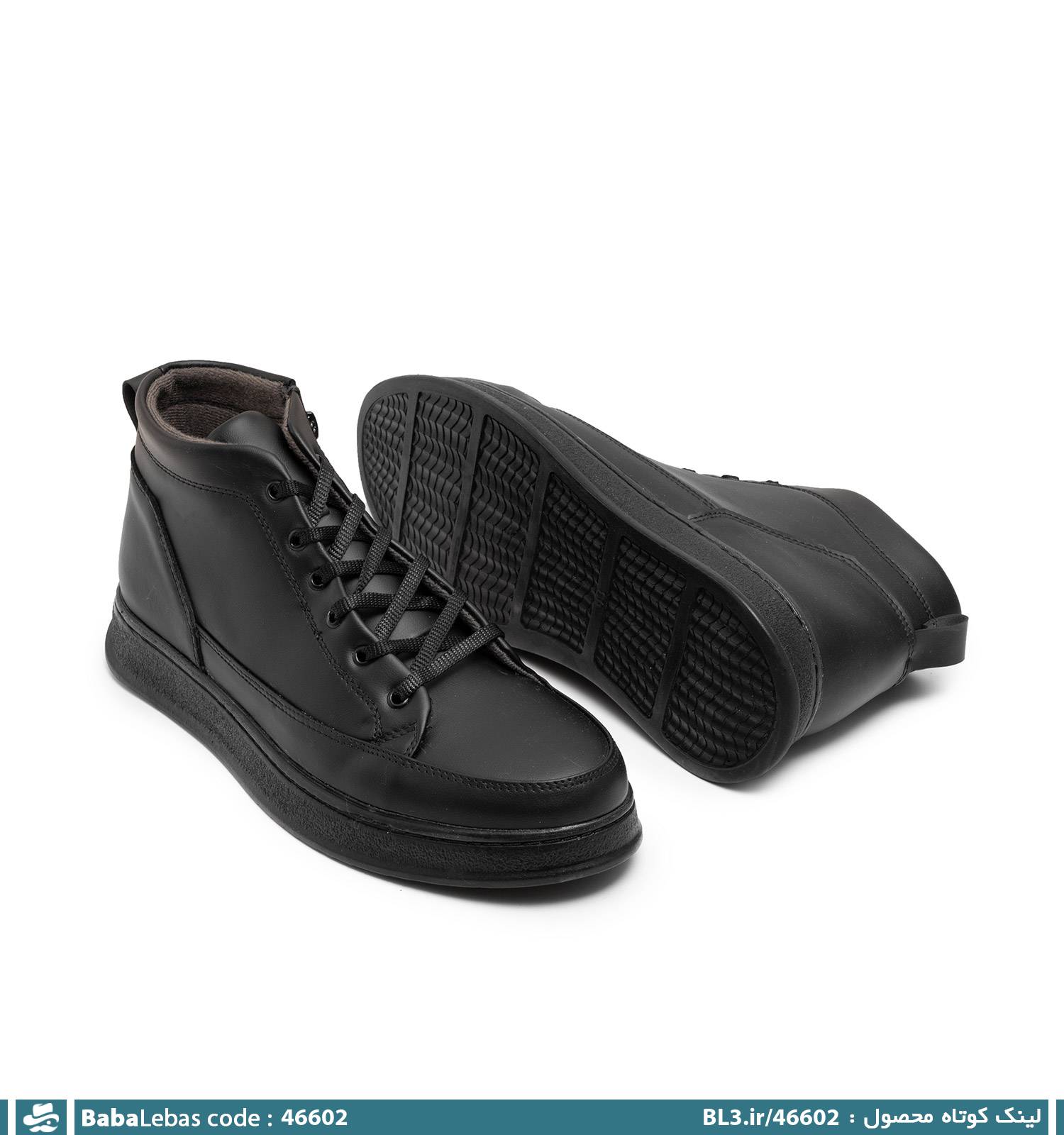 کفش ساقدار چرم مصنوعی مردانه مشکی زیپ دار مدل 46602 - تصویر 2