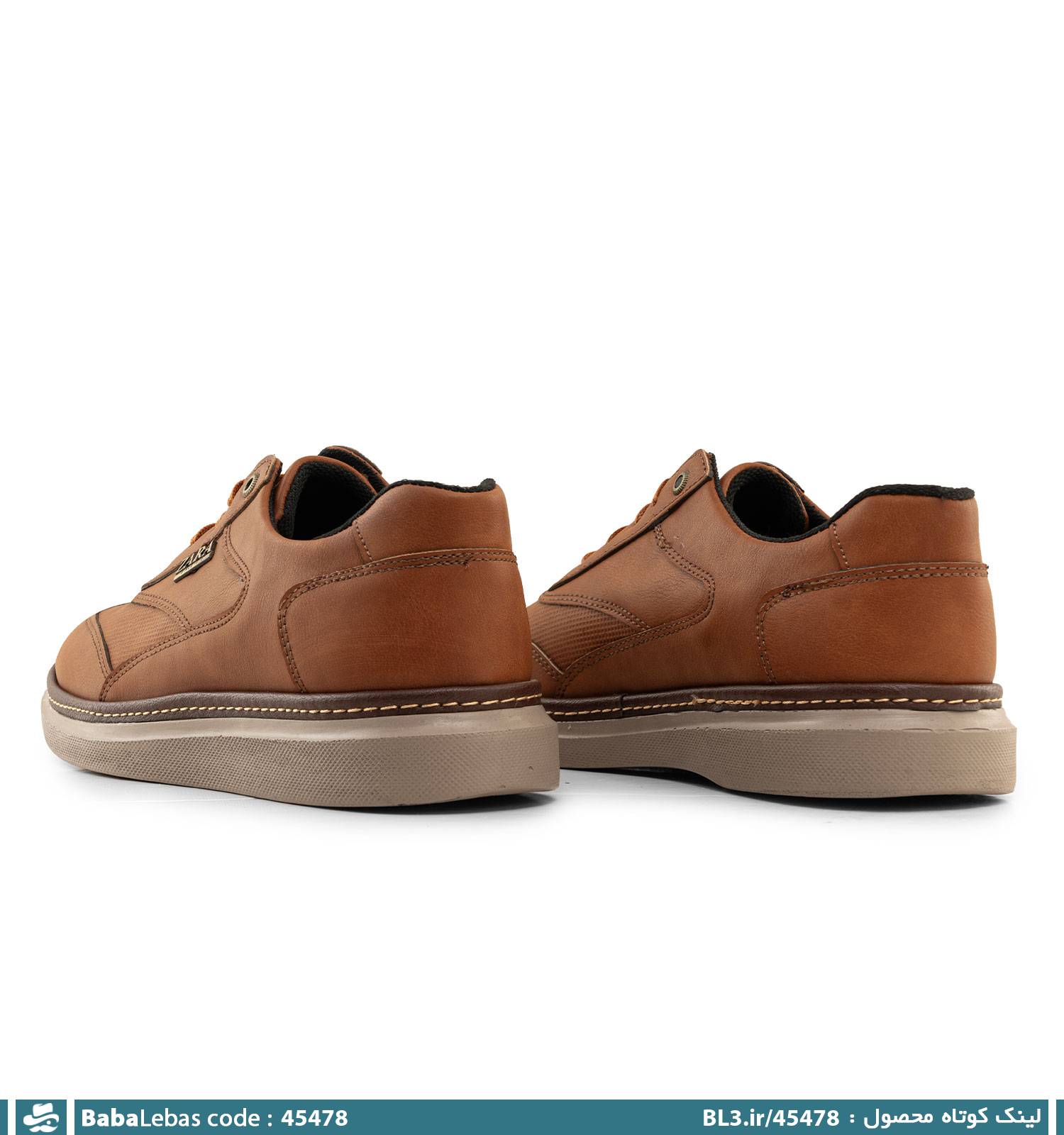 کفش روزمره مردانه چرم لئو بند دار عسلی مدل 45478 - تصویر 3