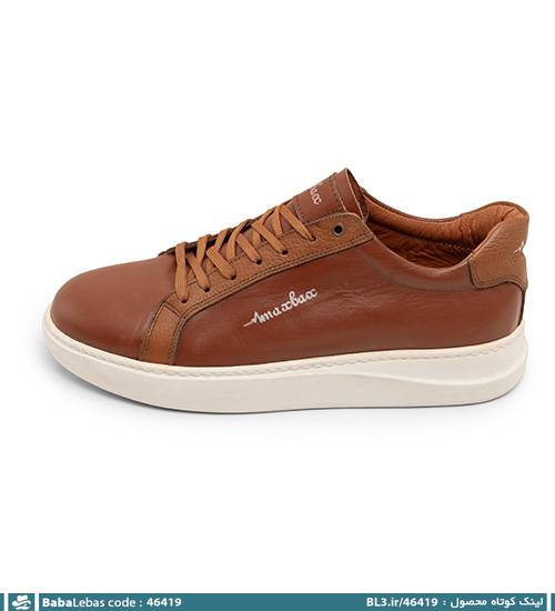 کفش روزمره مردانه چرم مصنوعی بند دار عسلی مدل 46419 - تصویر 4