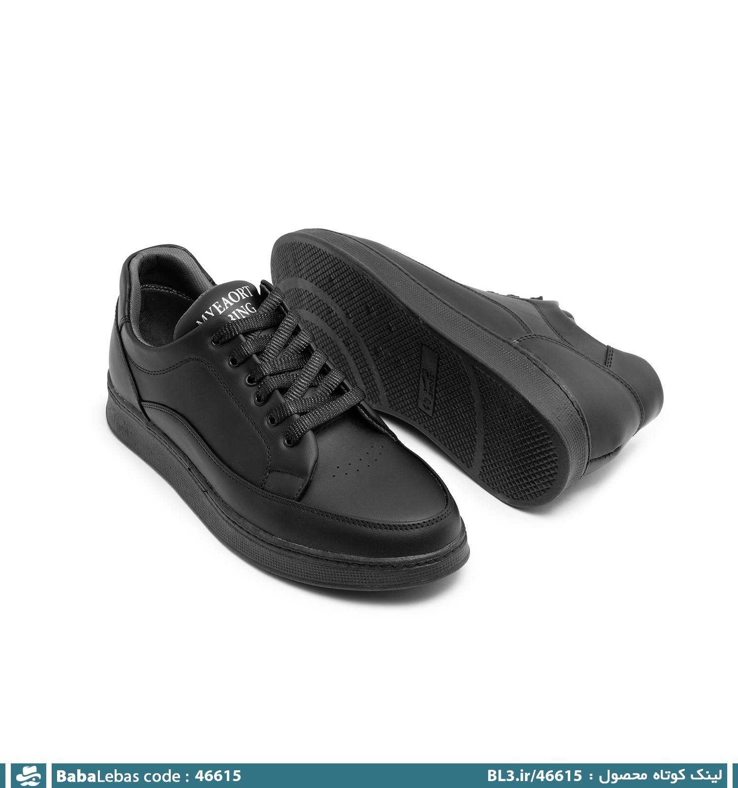 کفش روزمره مردانه مشکی بند دار مدل 46615 - تصویر 3