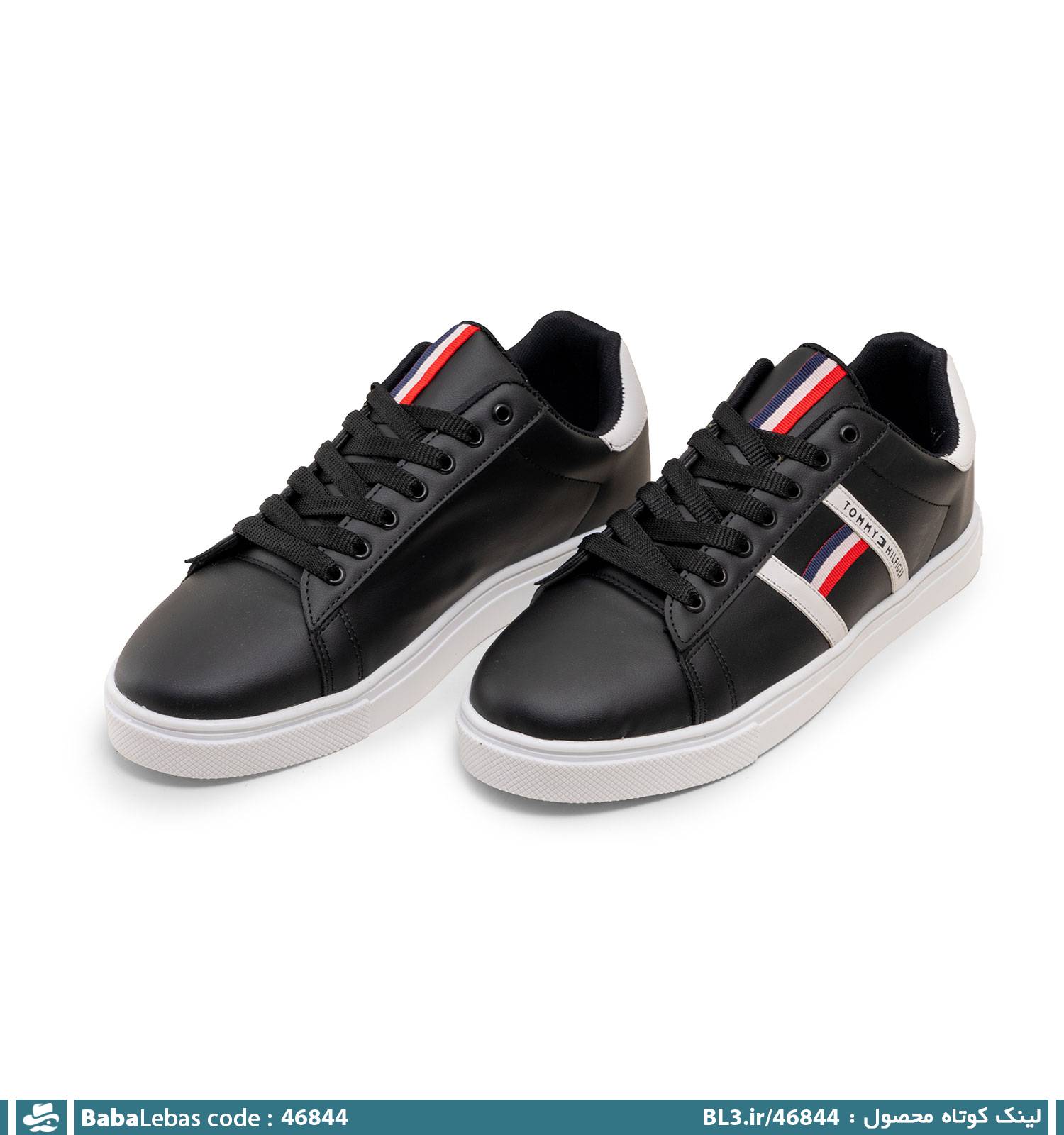 کفش روزمره مردانه مشکی بند دار مدل 46844 - تصویر 2