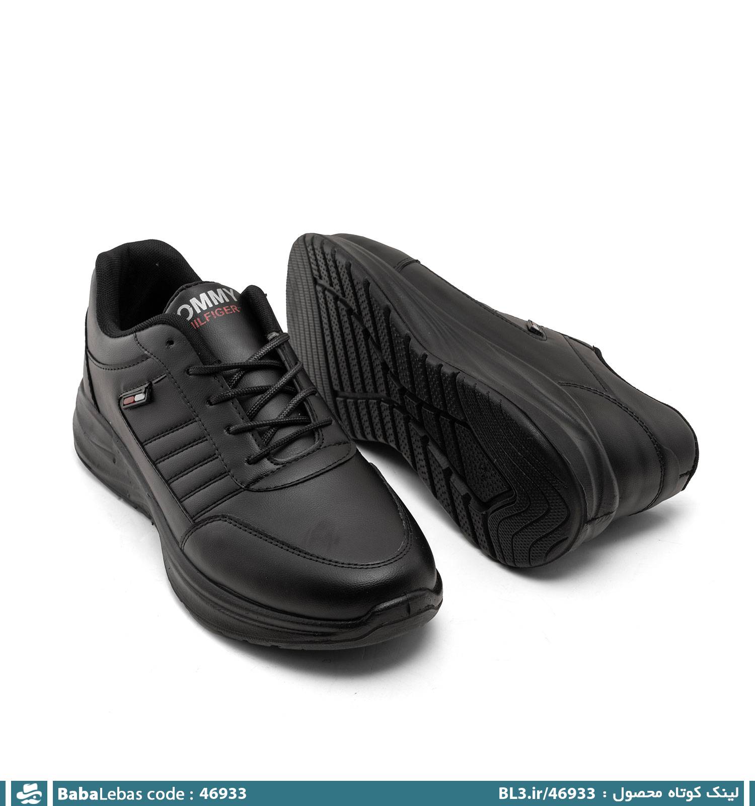 کفش روزمره مردانه مشکی بند دار مدل 46933 - تصویر 2