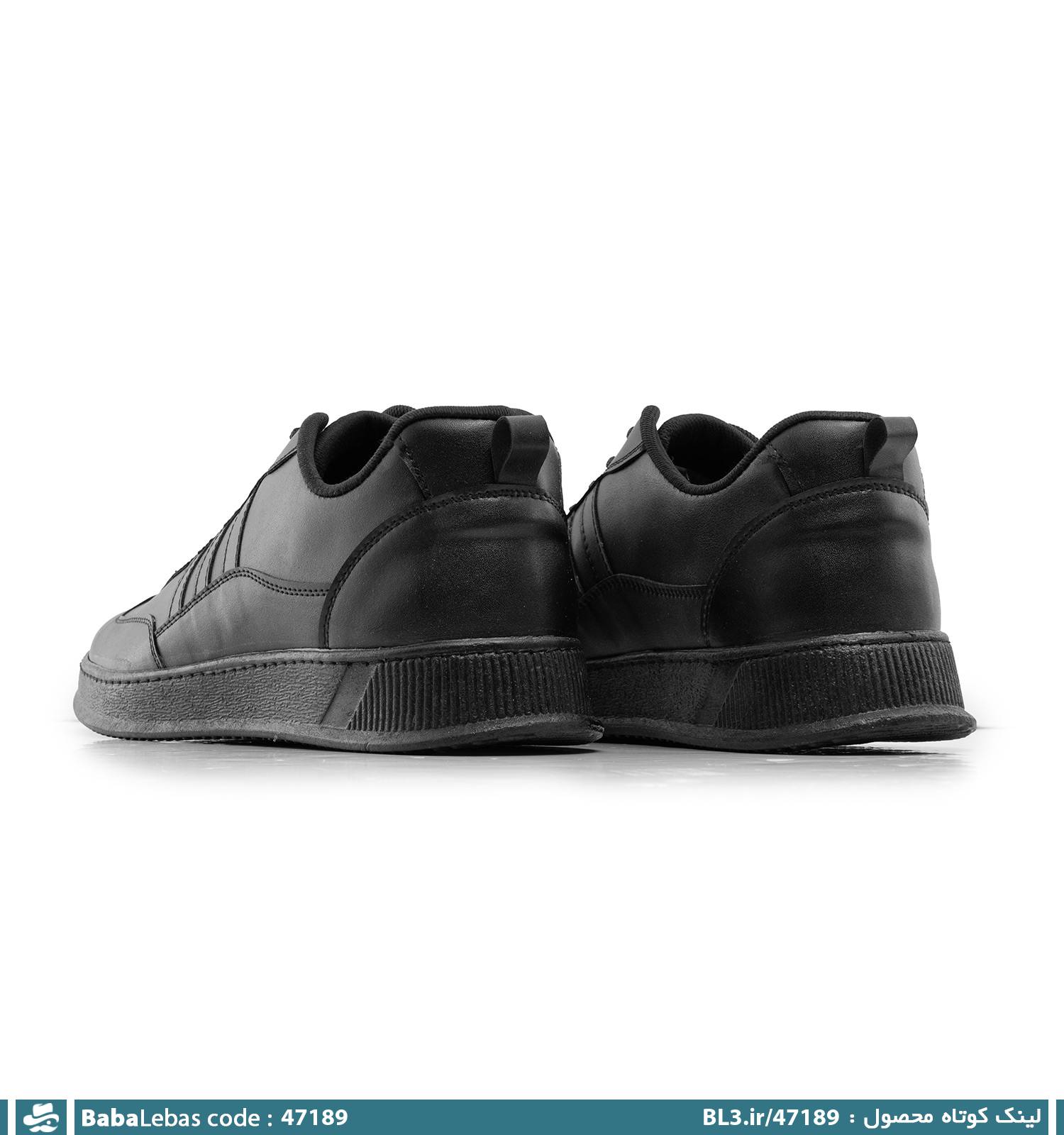 کفش روزمره مردانه مشکی بند دار مدل 47189 - تصویر 3