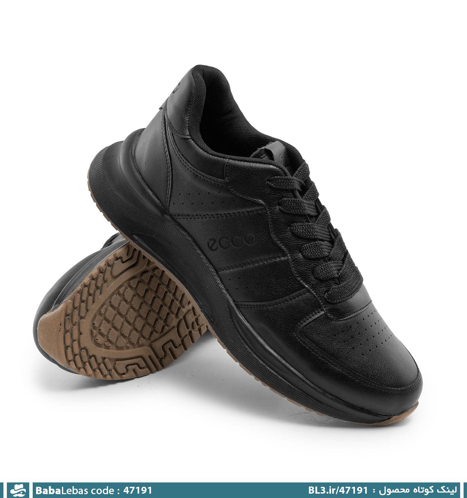 کفش روزمره مردانه مشکی بند دار مدل 47191 - تصویر 2