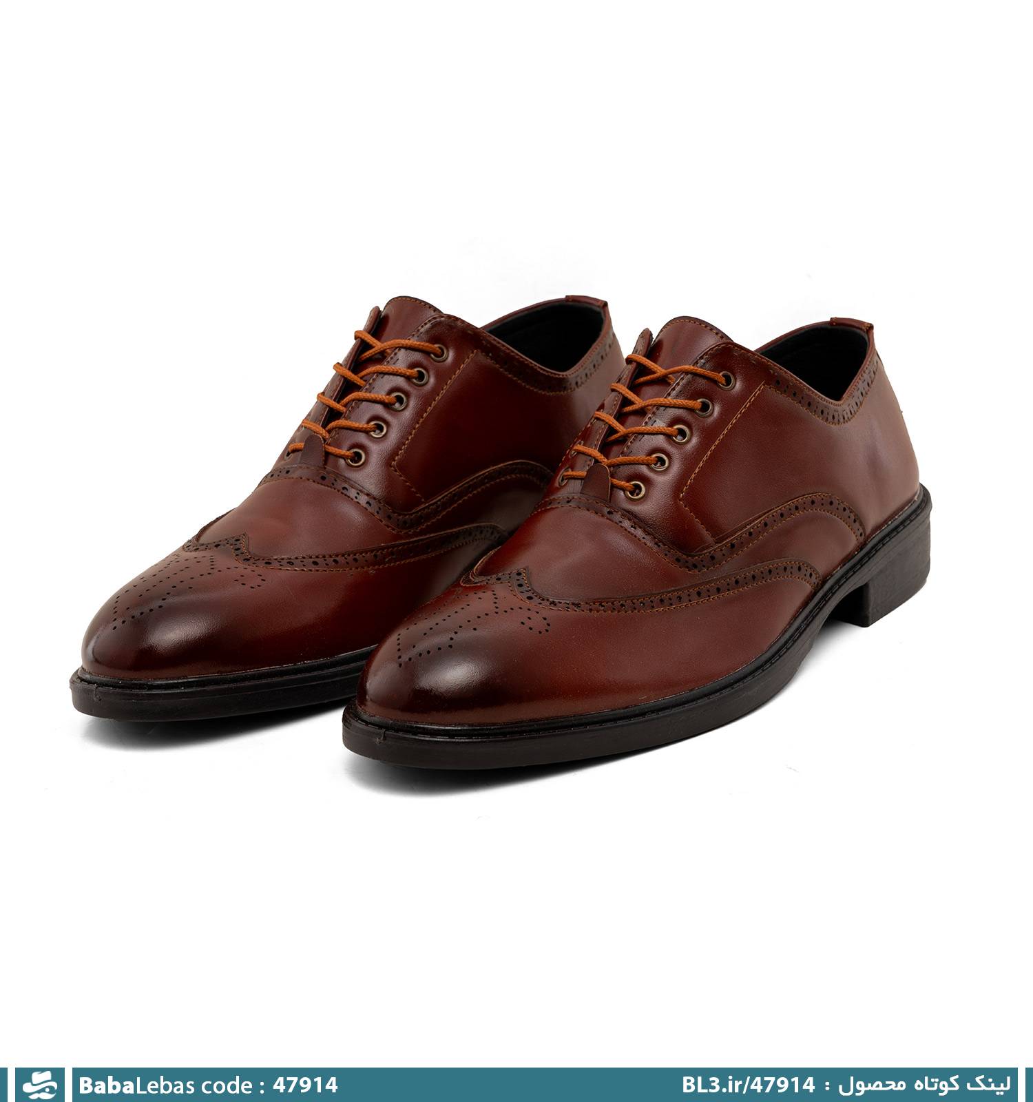 کفش رسمی مردانه عسلی بند دار مدل 47914 - تصویر 2
