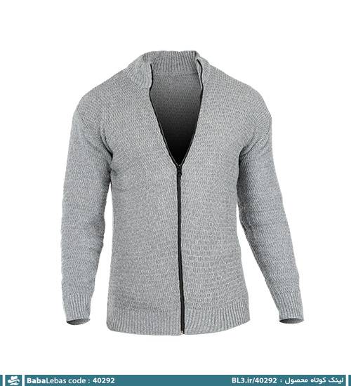 ژاکت بافت مردانه زیپ دار یقه ایستاده فری سایز ساده مدل 40292 - تصویر 4