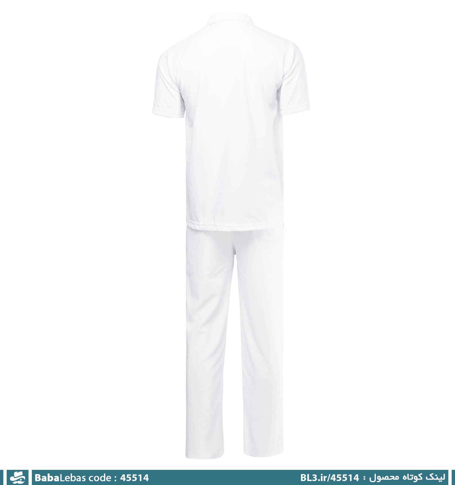ست مردانه پیراهن و شلوار آستین کوتاه سفید ساده مدل 45514 - تصویر 3