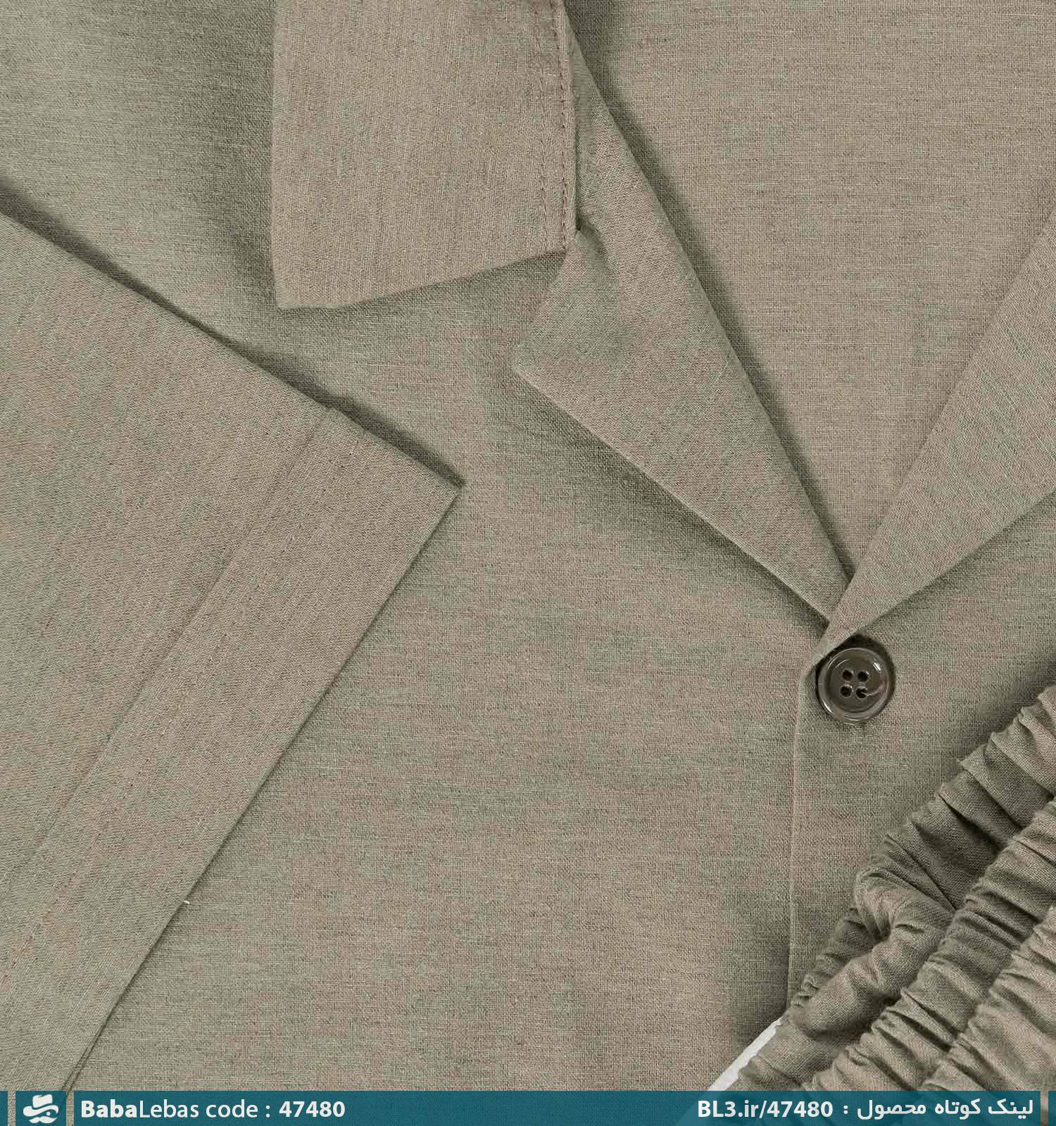 ست مردانه پیراهن و شلوار لینن ساده مدل 47480 - تصویر 4