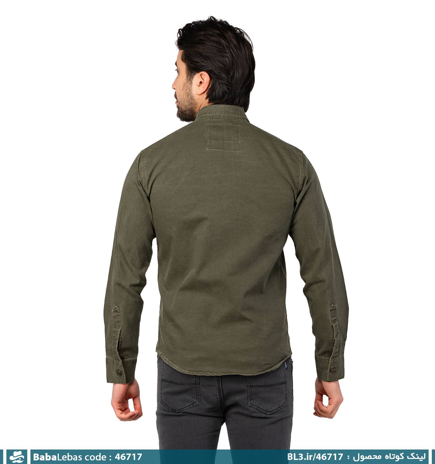پیراهن اسپرت کتان مردانه آستین بلند ساده مدل 46717 - تصویر 2
