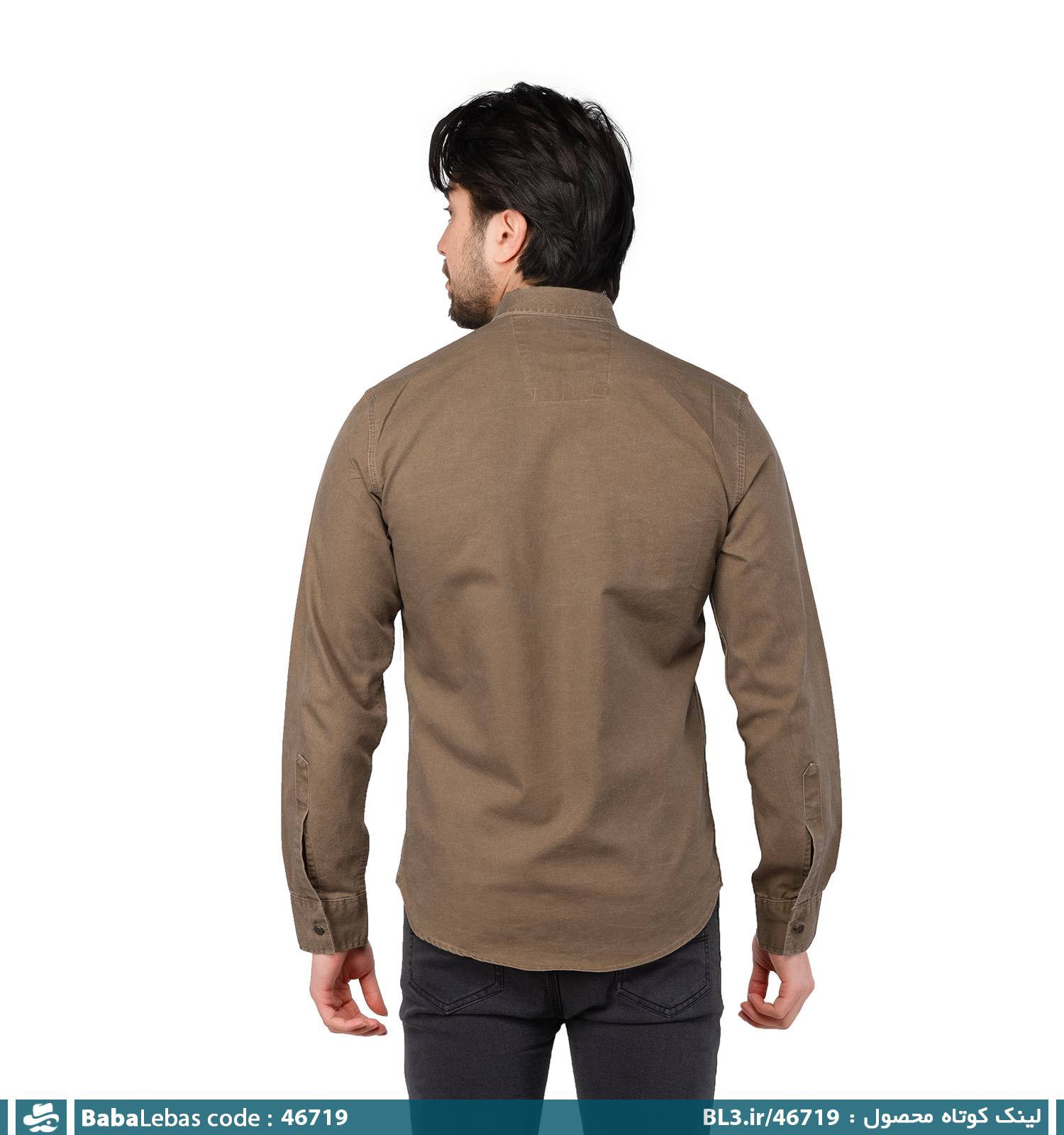 پیراهن اسپرت کتان مردانه آستین بلند ساده مدل 46719 - تصویر 2