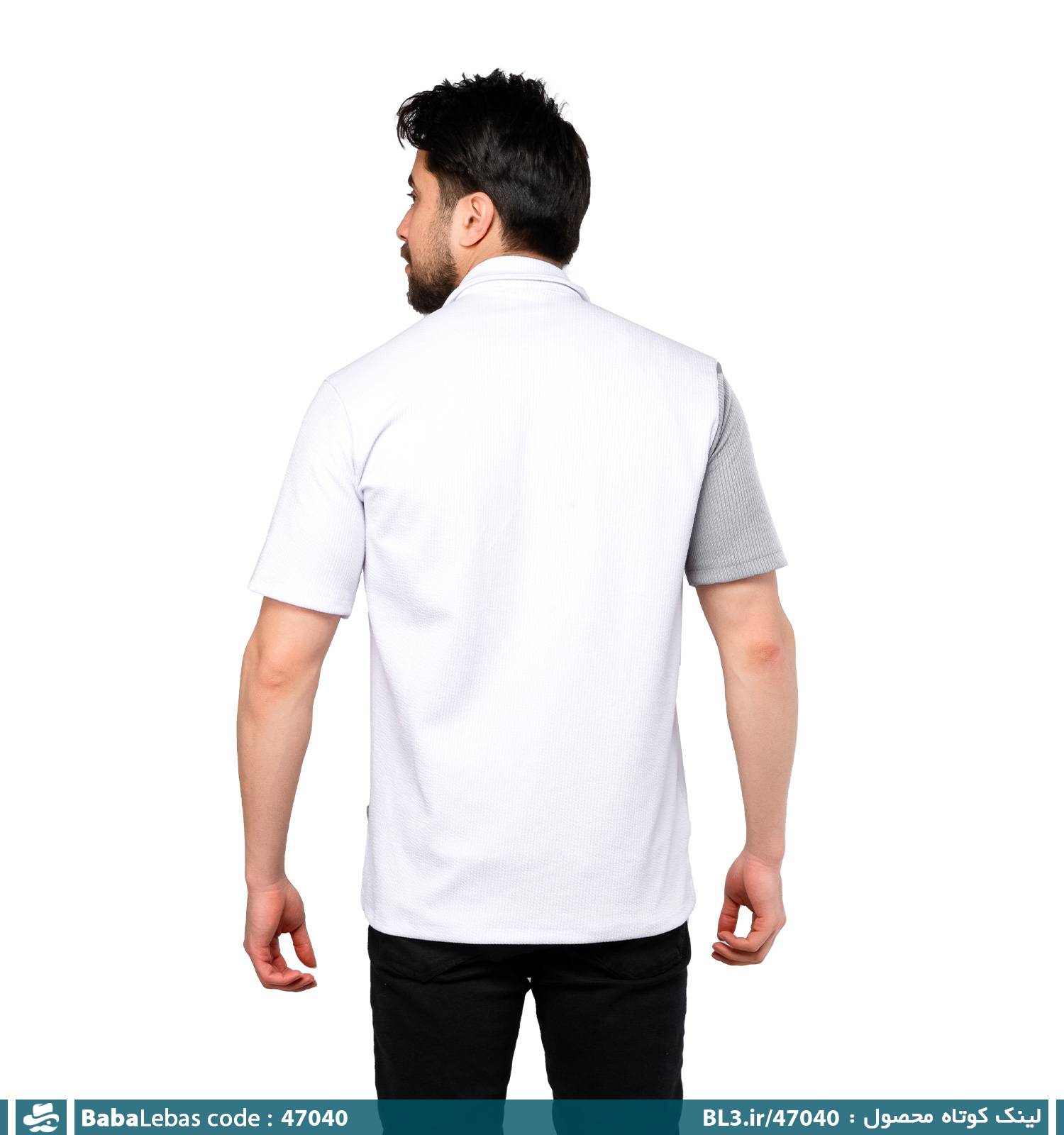 پیراهن اسپرت مردانه آستین کوتاه دو رنگ مدل 47040 - تصویر 2