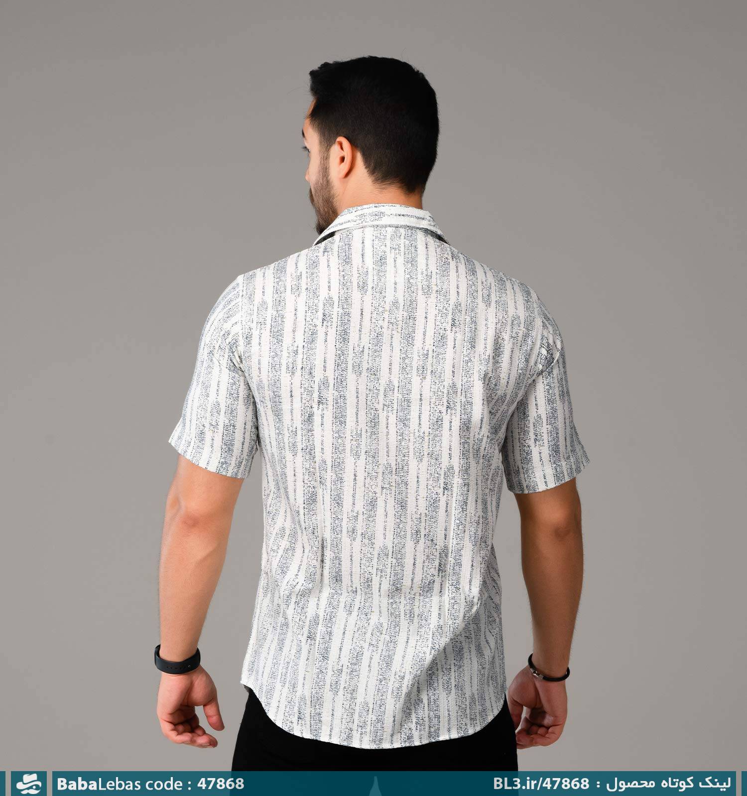 پیراهن اسپرت کنفی مردانه طرح دار آستین کوتاه مدل 47868 - تصویر 2