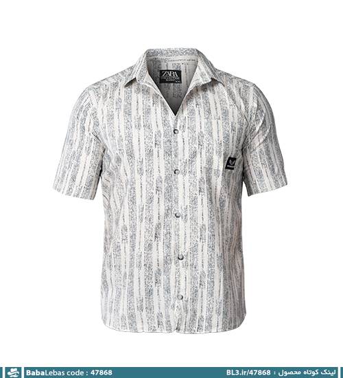 پیراهن اسپرت کنفی مردانه طرح دار آستین کوتاه مدل 47868 - تصویر 4
