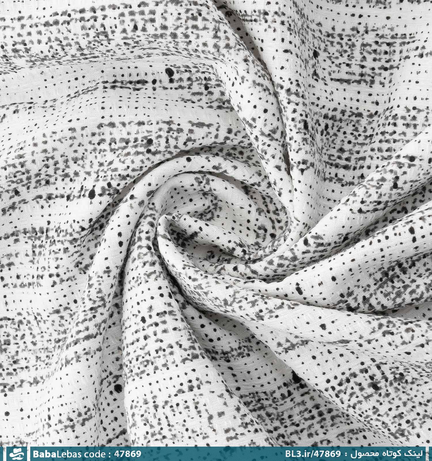 پیراهن اسپرت کنفی مردانه سفید مشکی طرح دار آستین کوتاه مدل 47869 - تصویر 3