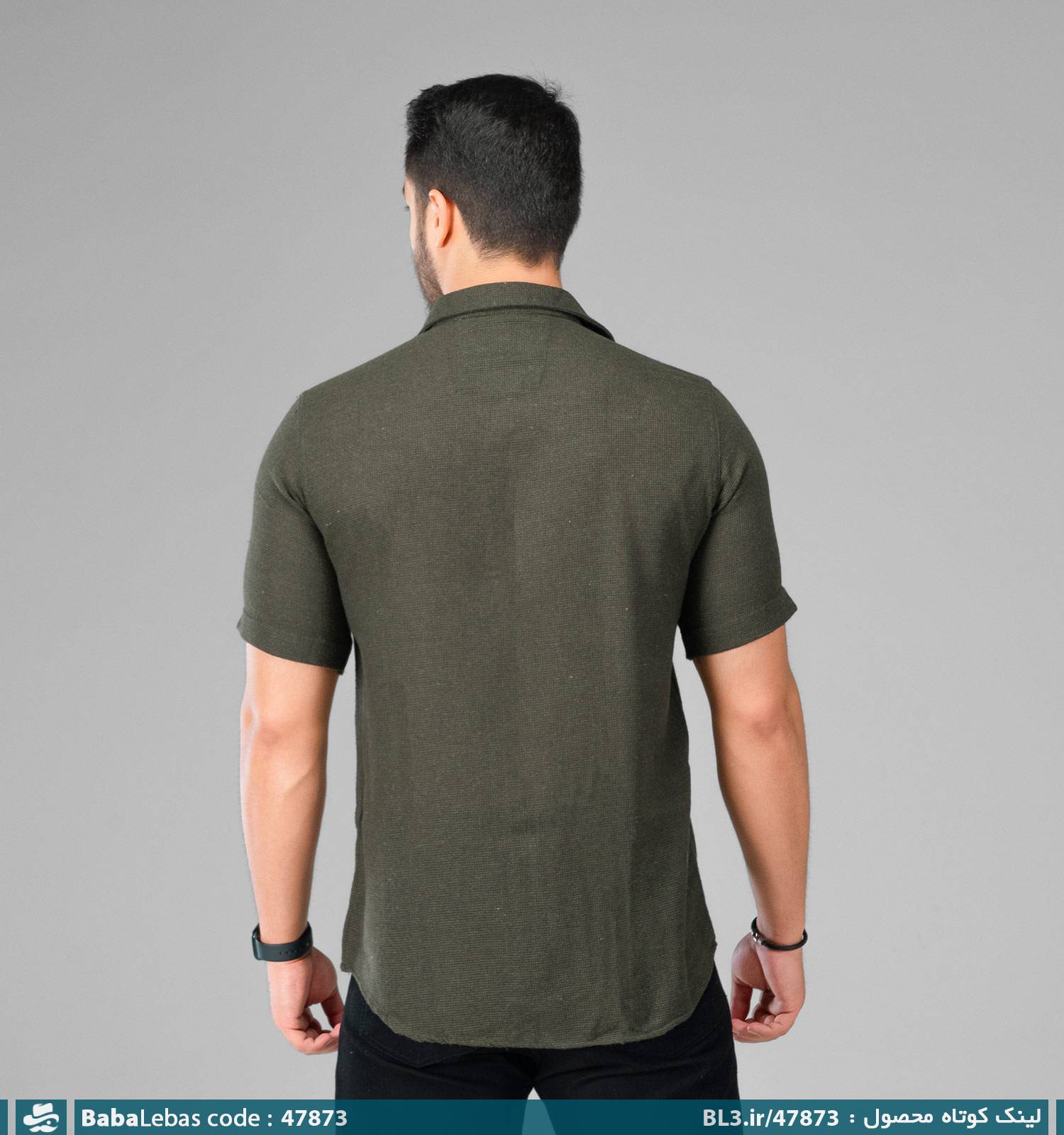پیراهن اسپرت کنفی مردانه ساده آستین کوتاه مدل 47873 - تصویر 2