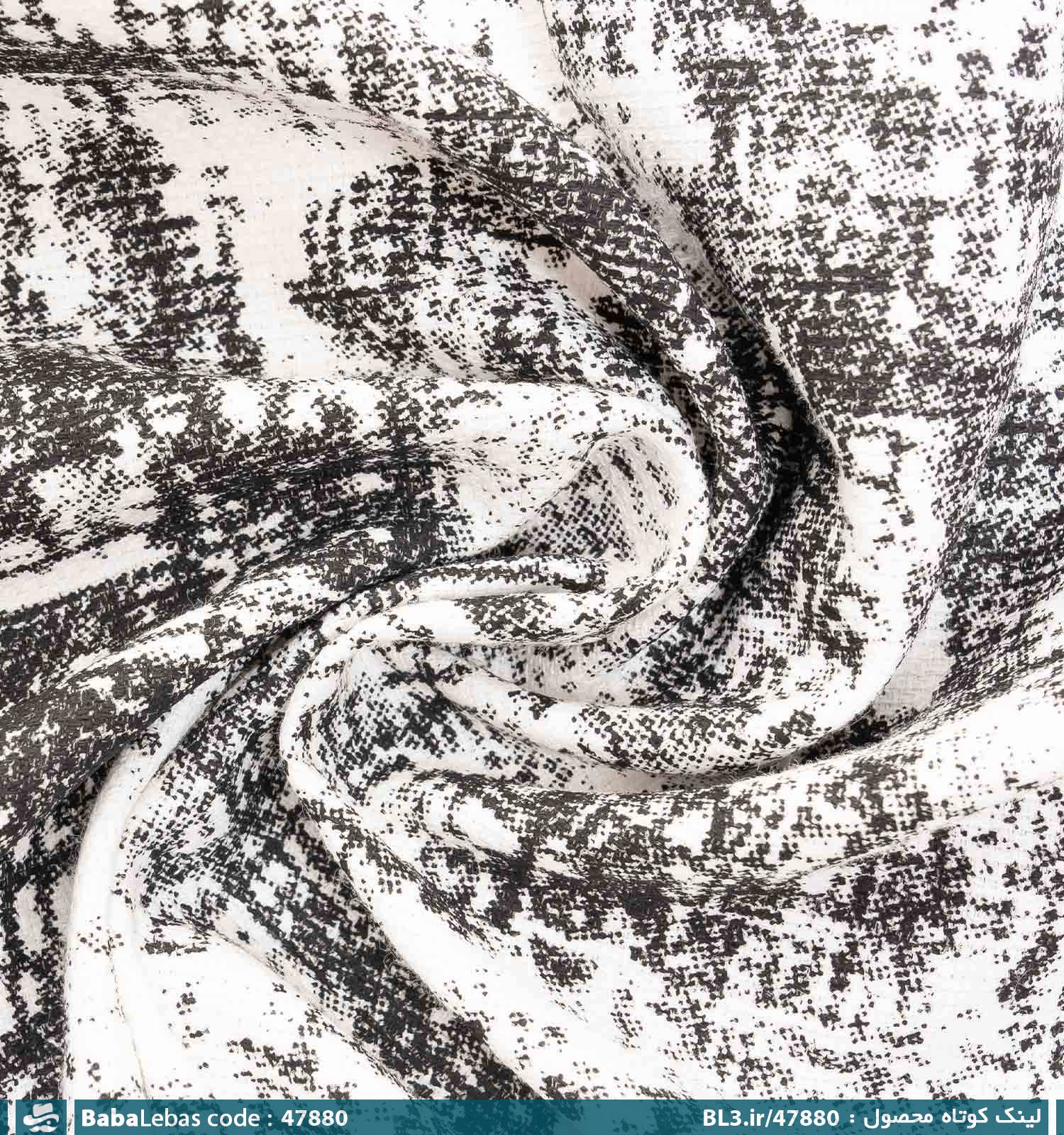 پیراهن اسپرت کنفی مردانه سفید مشکی طرح دار آستین کوتاه مدل 47880 - تصویر 3