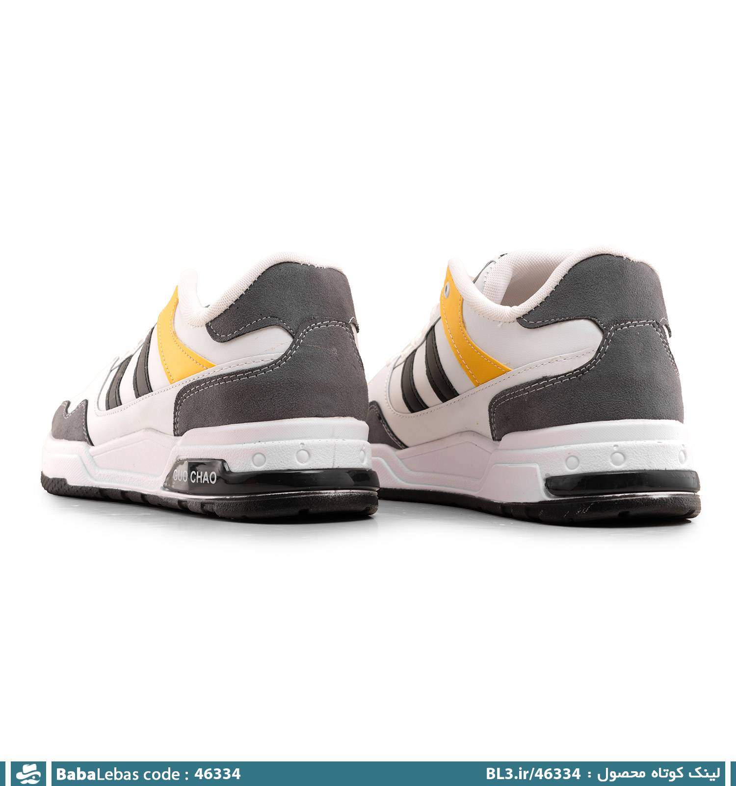 کفش اسپرت مردانه سفید بندی چرم مصنوعی مدل 46334 - تصویر 3