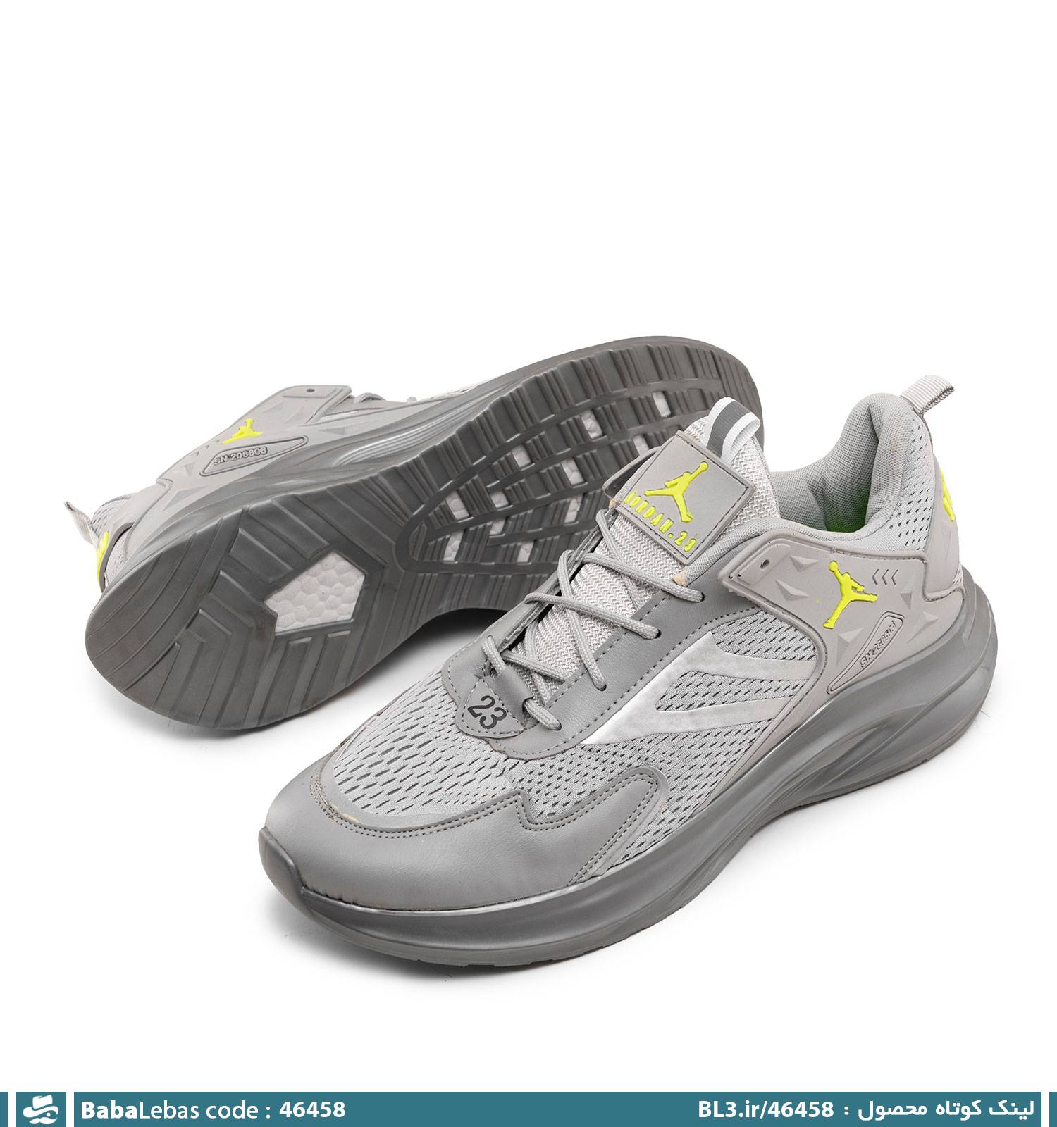 کفش اسپرت مردانه طوسی بندی مدل 46458 - تصویر 2