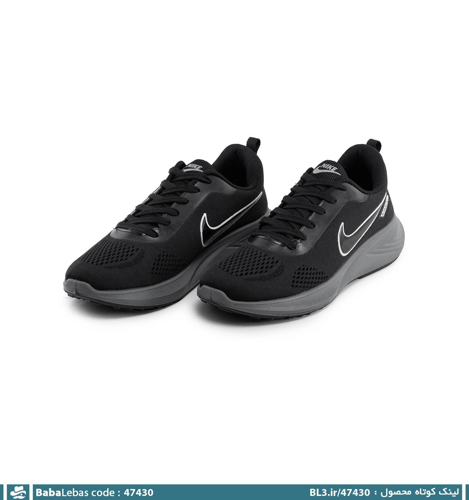 کفش اسپرت رانینگ مردانه مشکی بندی مدل 47430 - تصویر 2