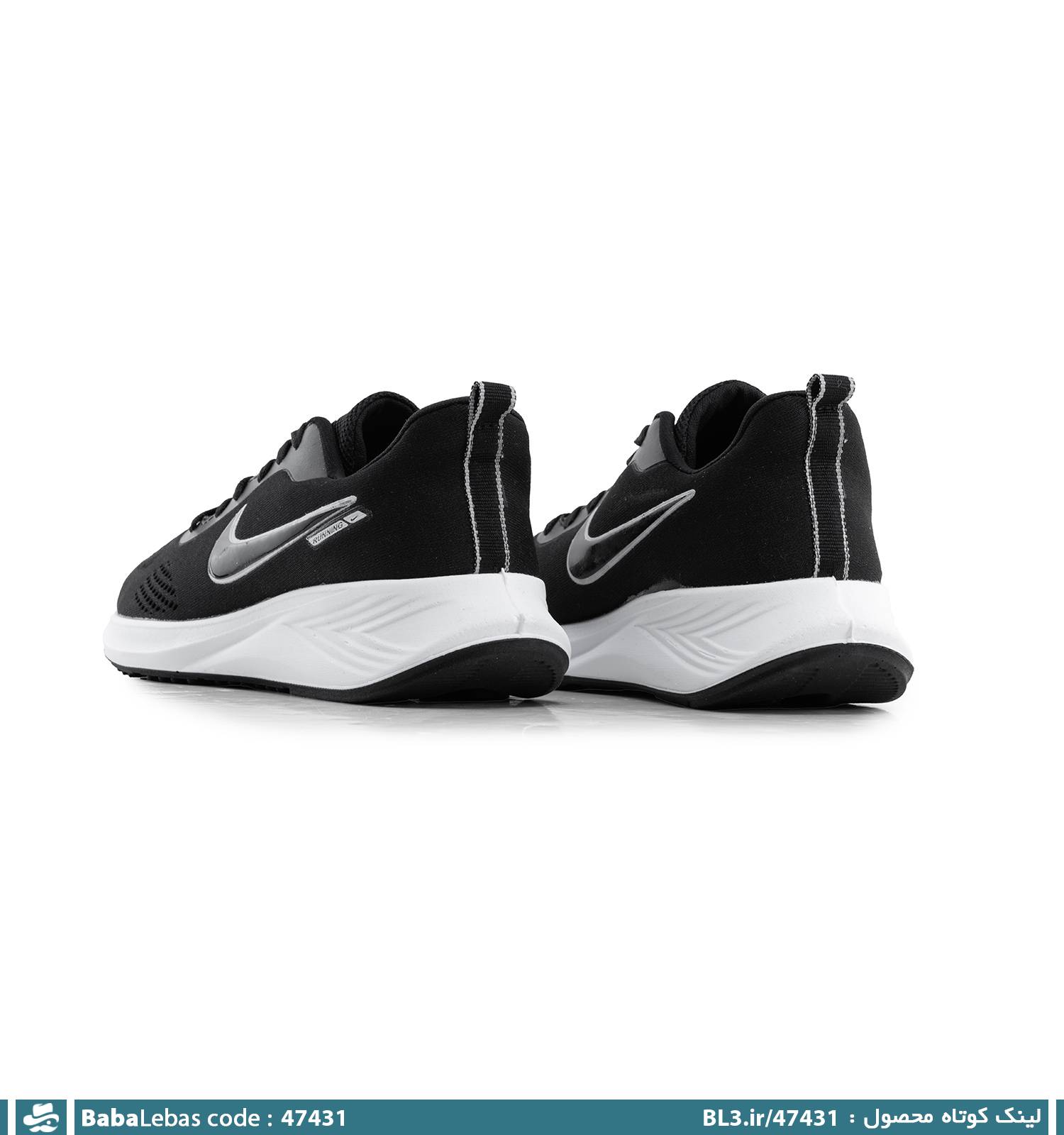 کفش اسپرت رانینگ مردانه مشکی بندی مدل 47431 - تصویر 3