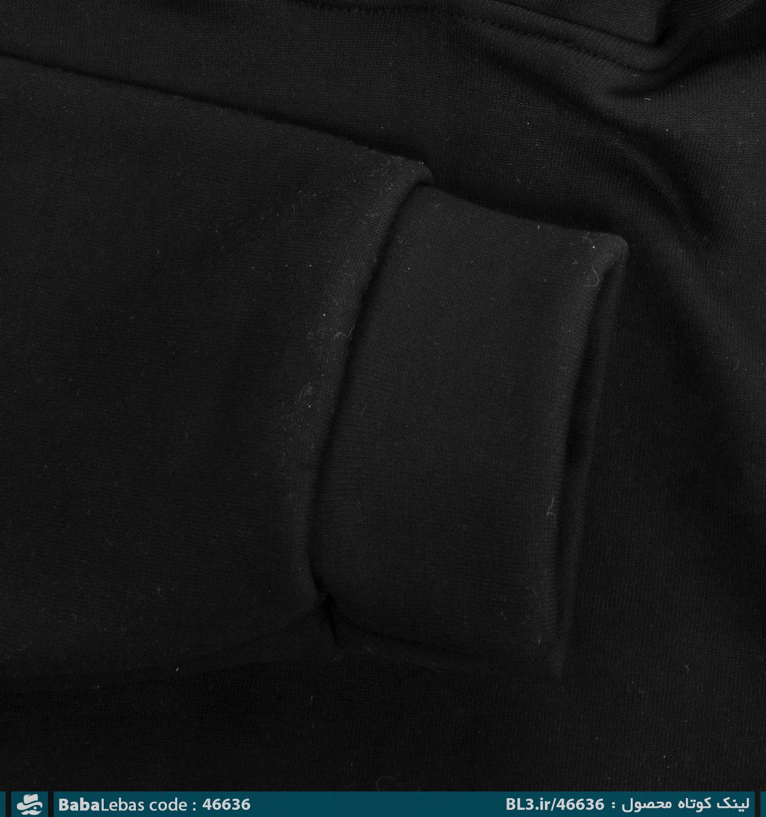 هودی بیسیک مردانه کلاهدار مشکی مدل 46636 - تصویر 3