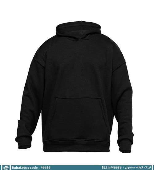 هودی بیسیک مردانه کلاهدار مشکی مدل 46636 - تصویر 4