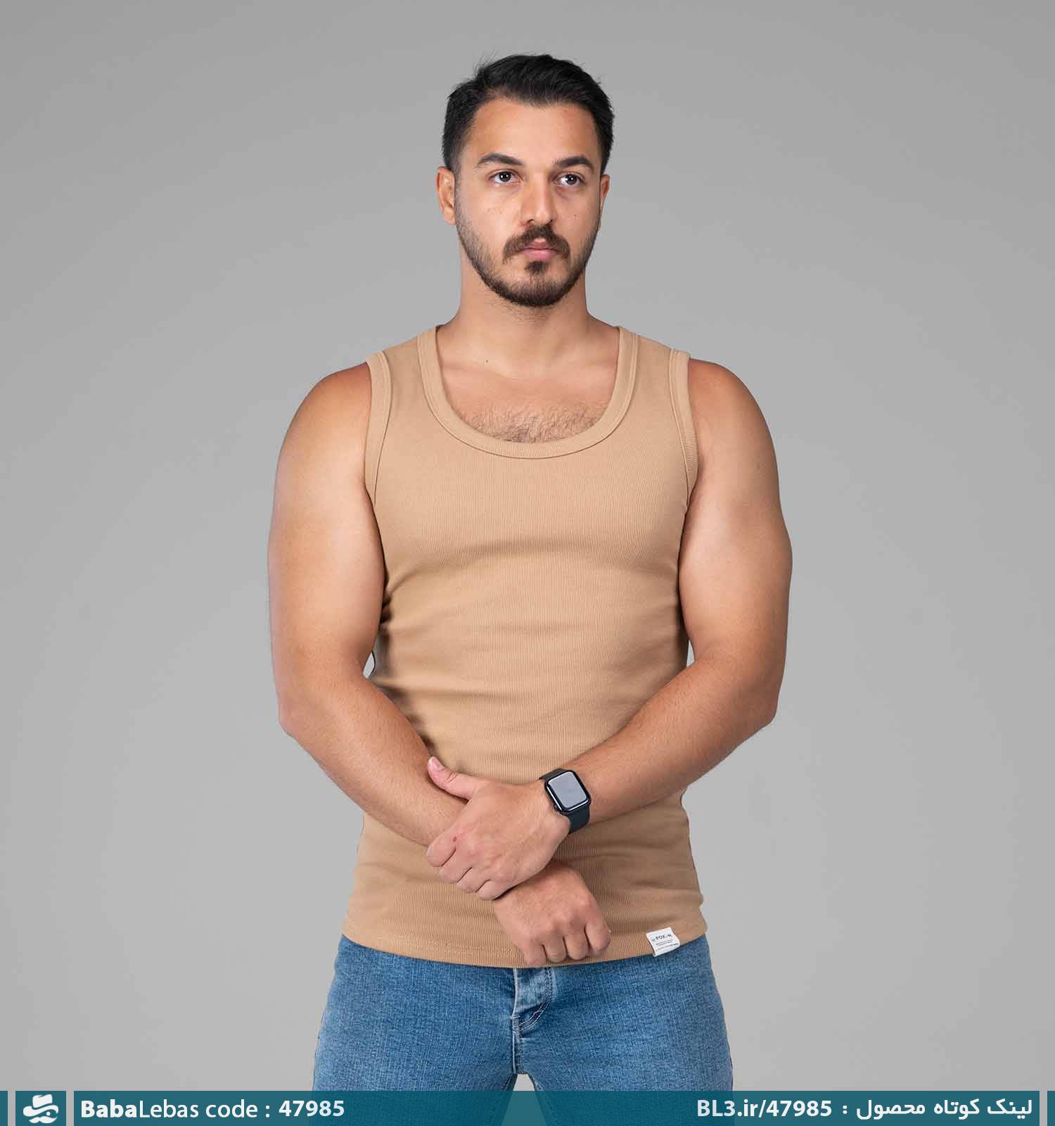 رکابی مردانه ساده یقه گرد مدل 47985 - تصویر 2