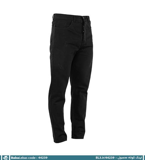 شلوار لی راسته مردانه مشکی اسپرت مدل 44239 - تصویر 4