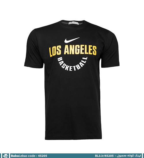 تیشرت یقه گرد مردانه مشکی پنبه طرح دار مدل 45205 - تصویر 4