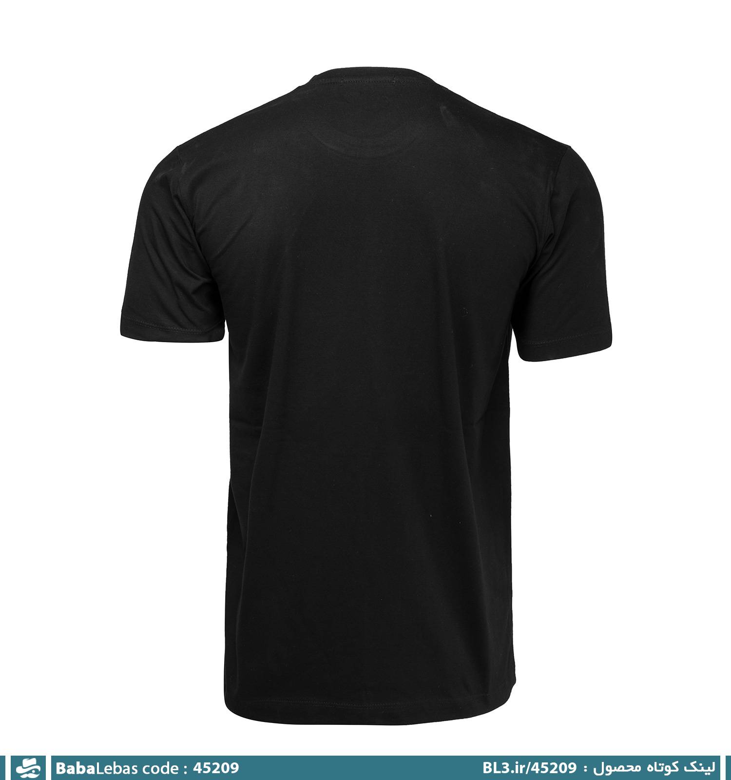 تیشرت یقه گرد مردانه مشکی پنبه طرح دار مدل 45209 - تصویر 2