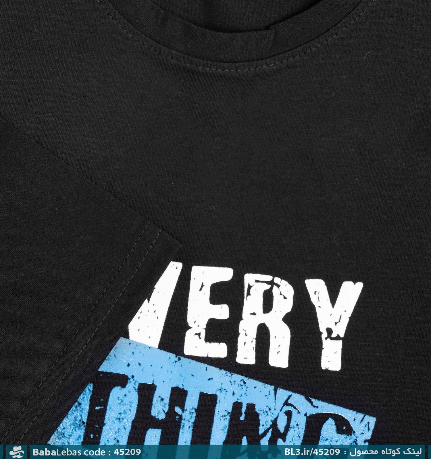 تیشرت یقه گرد مردانه مشکی پنبه طرح دار مدل 45209 - تصویر 3