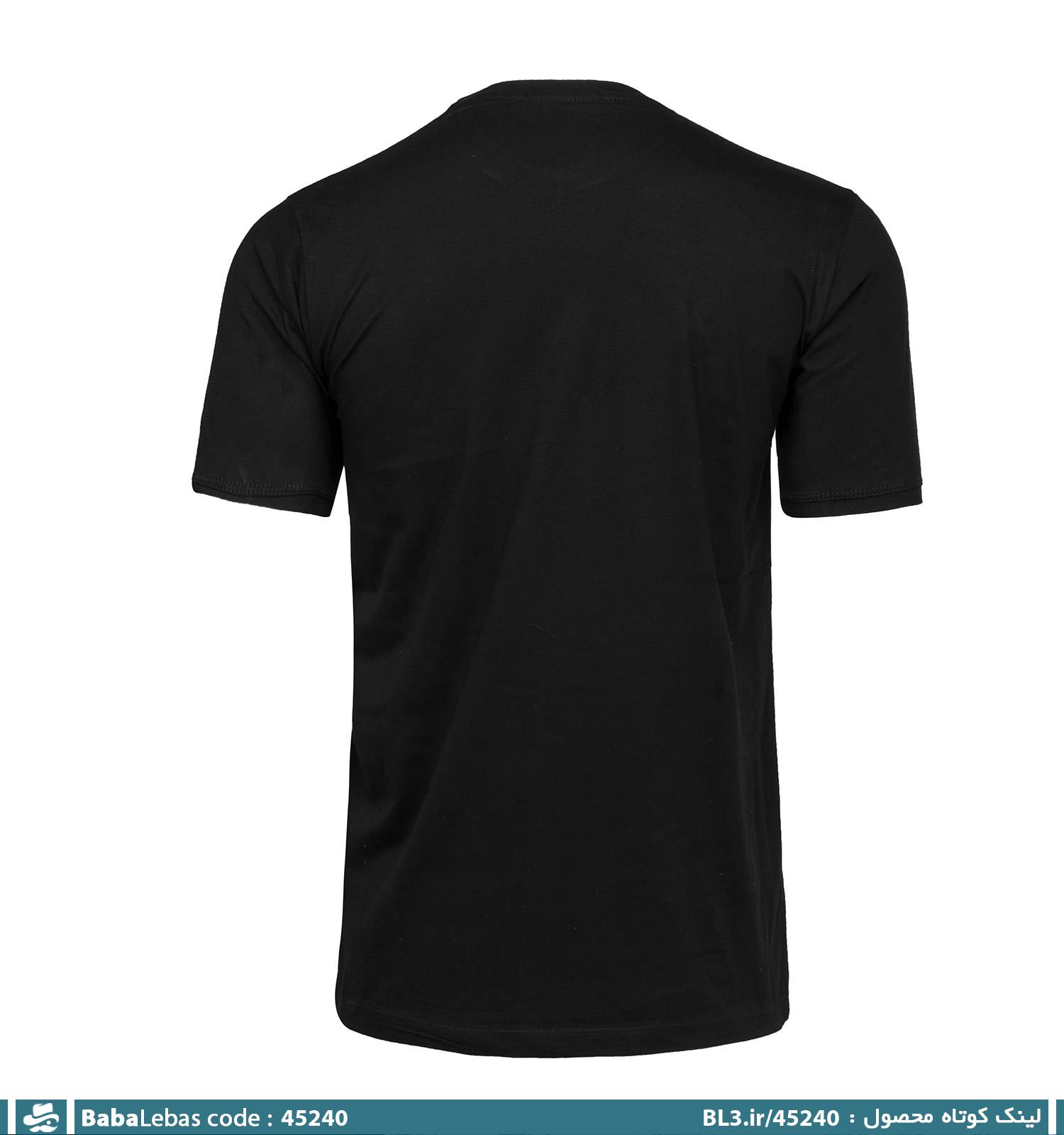 تیشرت یقه گرد مردانه مشکی پنبه طرح دار مدل 45240 - تصویر 2