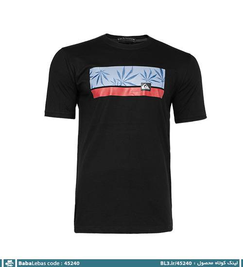 تیشرت یقه گرد مردانه مشکی پنبه طرح دار مدل 45240 - تصویر 4