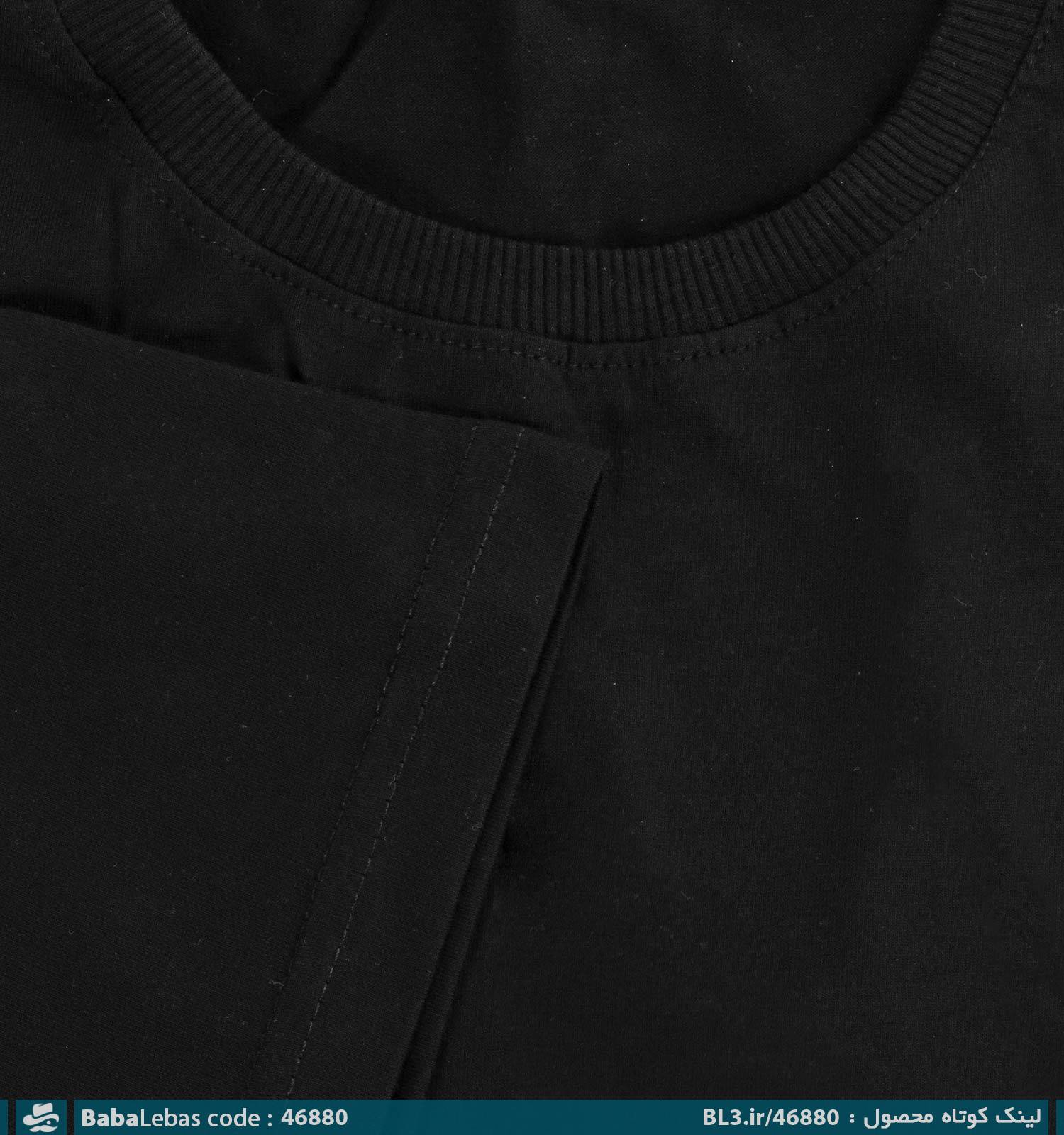 تیشرت یقه گرد مردانه مشکی طرح دار مدل 46880 - تصویر 3