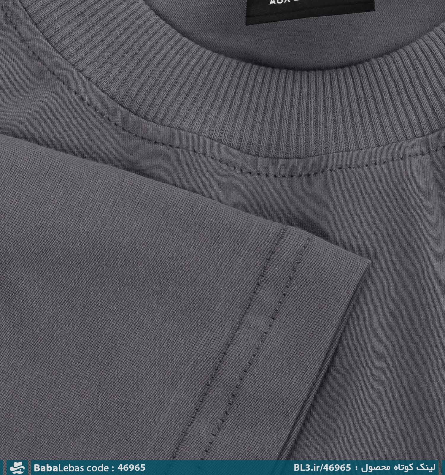 تیشرت لش یقه گرد مردانه طوسی بیسیک مدل 46965 - تصویر 3