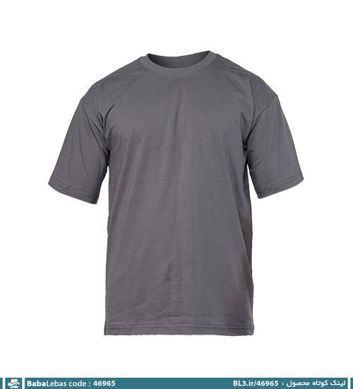 تیشرت لش یقه گرد مردانه طوسی بیسیک مدل 46965 - تصویر 4