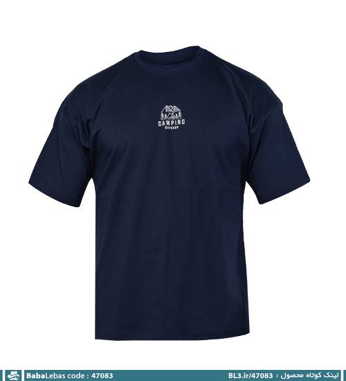 تیشرت لش یقه گرد مردانه سرمه ای ساده مدل 47083 - تصویر 4