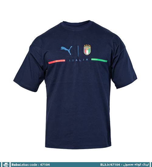 تیشرت لش یقه گرد مردانه سرمه ای طرح دار مدل 47104 - تصویر 4