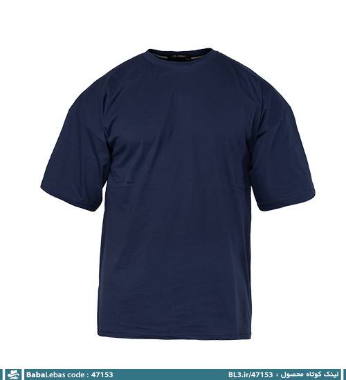تیشرت لش یقه گرد مردانه سرمه ای بیسیک مدل 47153 - تصویر 4