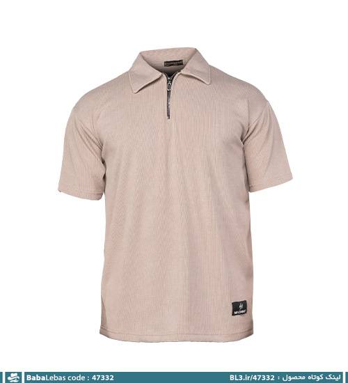 تیشرت مراکشی نیم زیپ یقه دار مردانه ساده مدل 47332 - تصویر 4