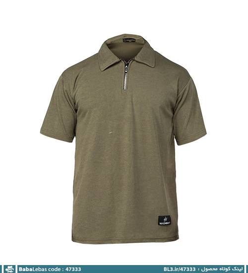 تیشرت مراکشی نیم زیپ یقه دار مردانه ساده مدل 47333 - تصویر 4