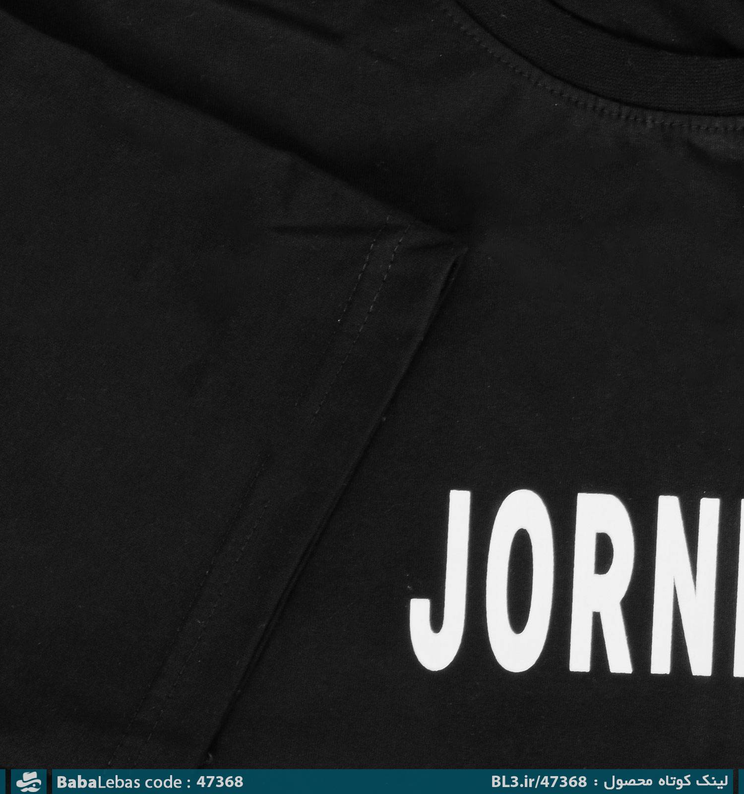 تیشرت یقه گرد مردانه مشکی طرح دار مدل 47368 - تصویر 3