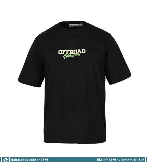 تیشرت یقه گرد مردانه مشکی طرح دار مدل 47376 - تصویر 3