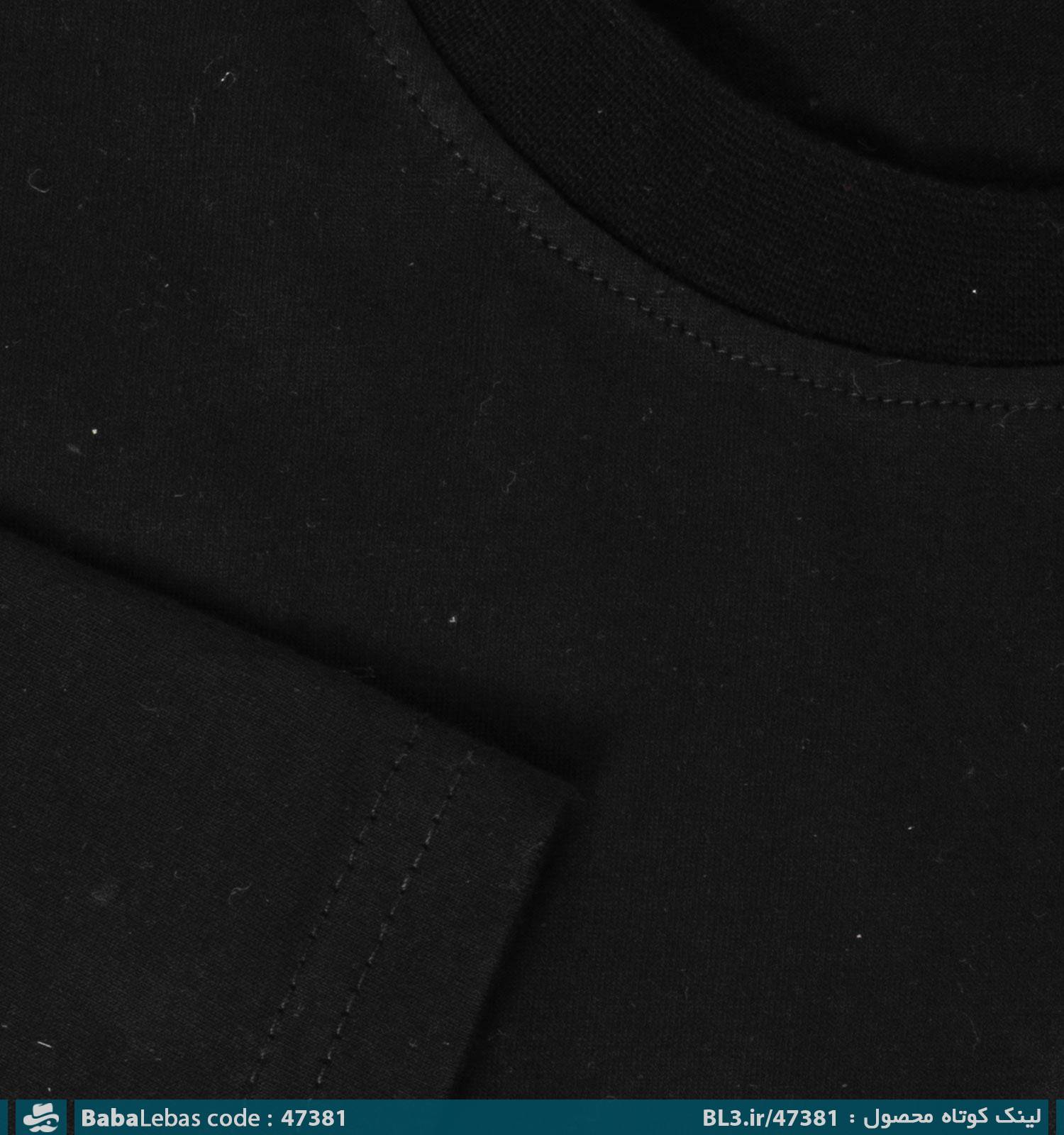تیشرت یقه گرد مردانه مشکی طرح دار مدل 47381 - تصویر 3