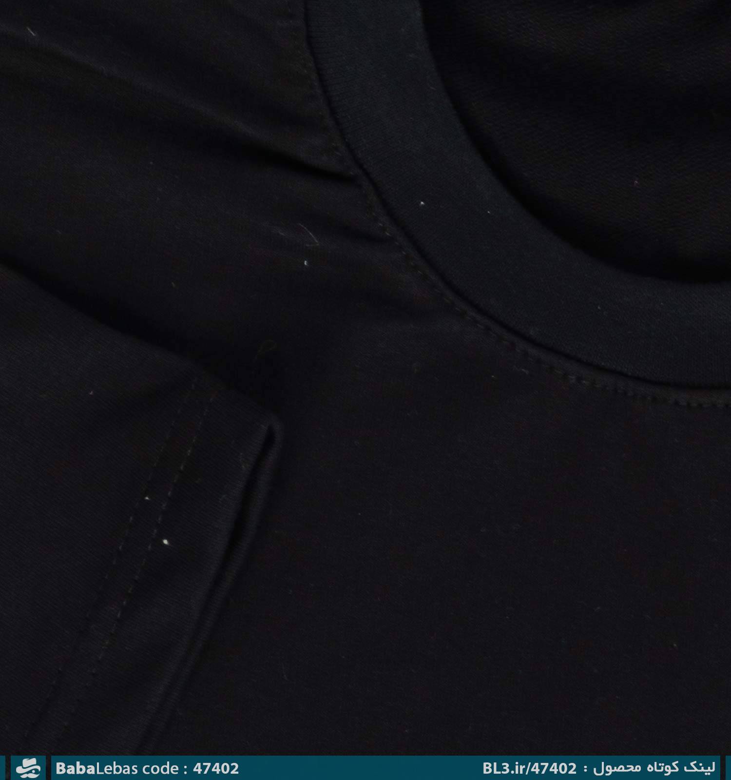 تیشرت یقه گرد مردانه مشکی طرح دار مدل 47402 - تصویر 3