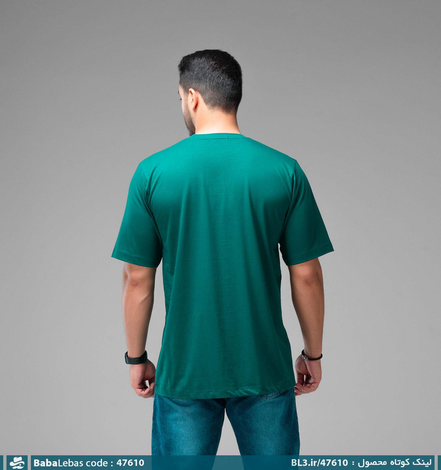 تیشرت یقه گرد مردانه نخ پنبه گلدوزی شده مدل 47610 - تصویر 2